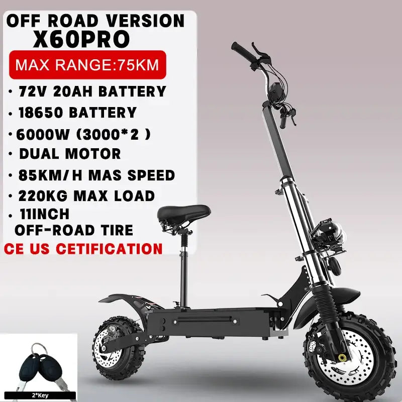 1200W-6000W Electric Scooter with Seat - VROOM BIKEZ