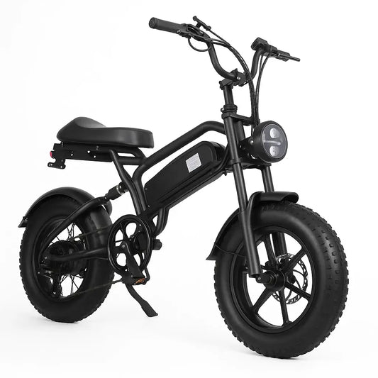 500W Fat Tire Electric Bicycle with robust tires for off-road and city use, featuring a sleek black design.