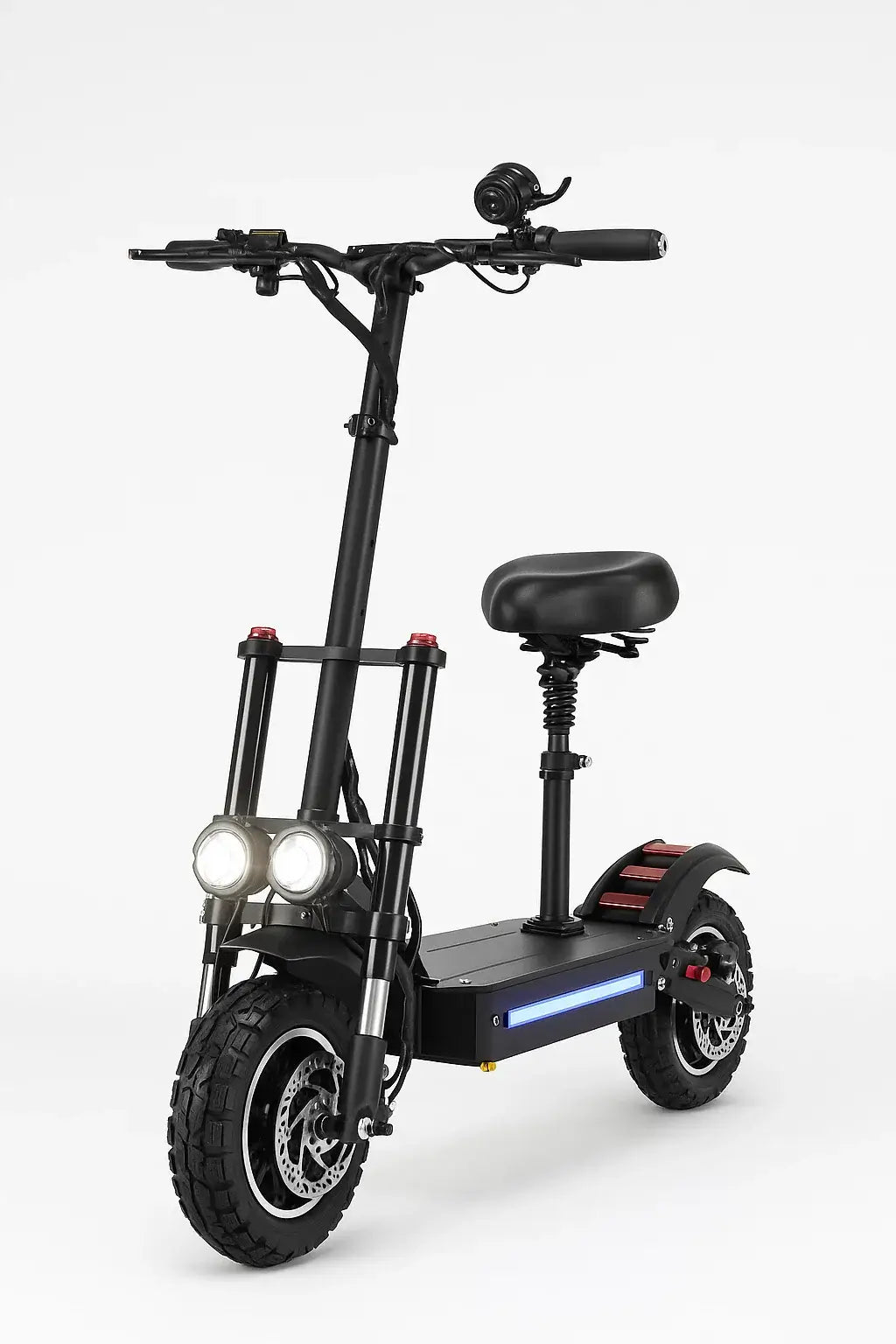 6000W Urban Off-road Electric Scooter with dual fold feature and 11-inch tires for rugged terrain.