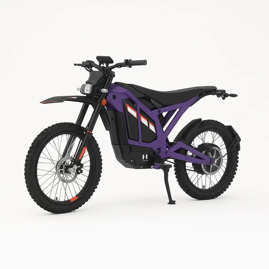Himoto S1 6000W Off-Road Electric Bike in purple, showcasing rugged design and robust tires for adventure seekers.