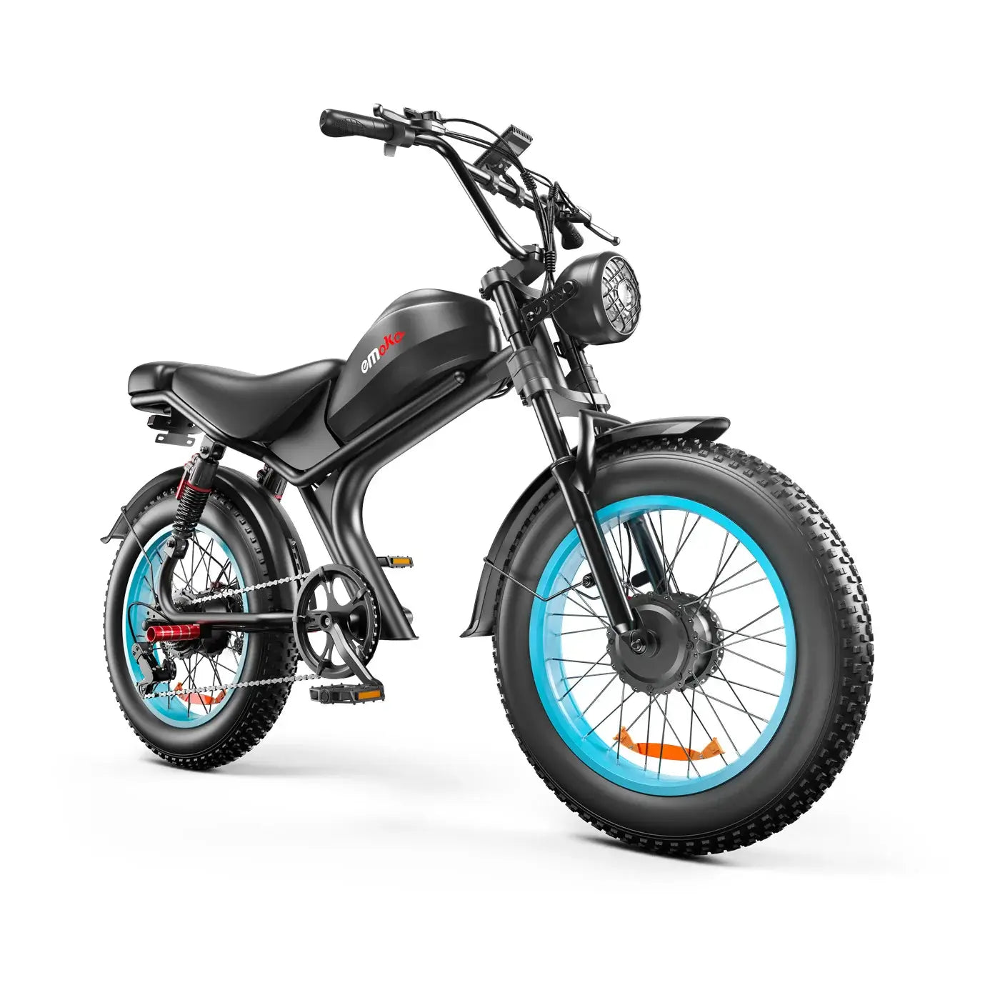 Emoko C93 adult electric bike with 20-inch fat tires, featuring dual motors and durable design for commuting and trail riding.