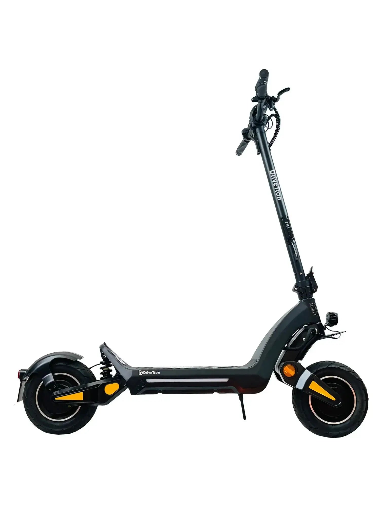 Drive Tron DT06 Adult Folding Electric Scooter in a sleek black design, showcasing its compact folding capability.