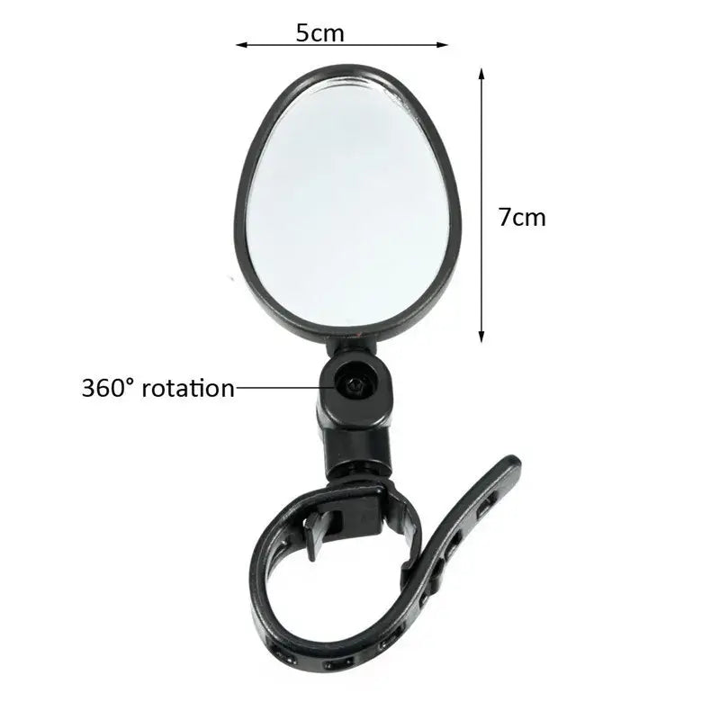 360° rotating rearview mirror for electric scooters with dimensions 5x7cm for improved safety while riding.