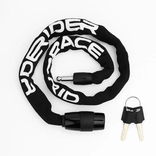 RIDERACE High Security Bicycle Chain Lock with keys, designed for bike theft prevention and durability.
