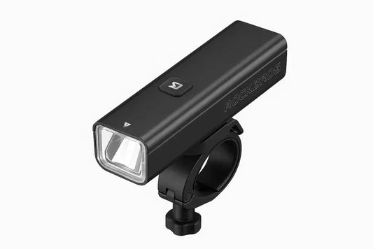 ROCKBROS 1000 Lumen Bike Light with mount, featuring a sleek design and bright LED for night cycling.
