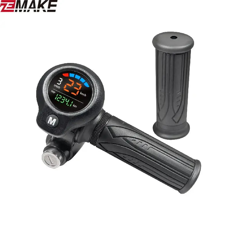 Ebike throttle digital monitor with display for 48V, 60V, 72V scooters, featuring speed and voltage readings.
