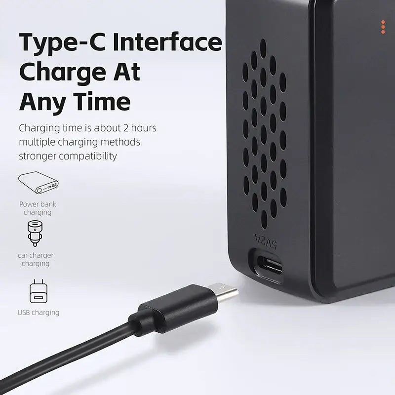 Type-C interface power bank charger with multiple charging methods and compatibility.