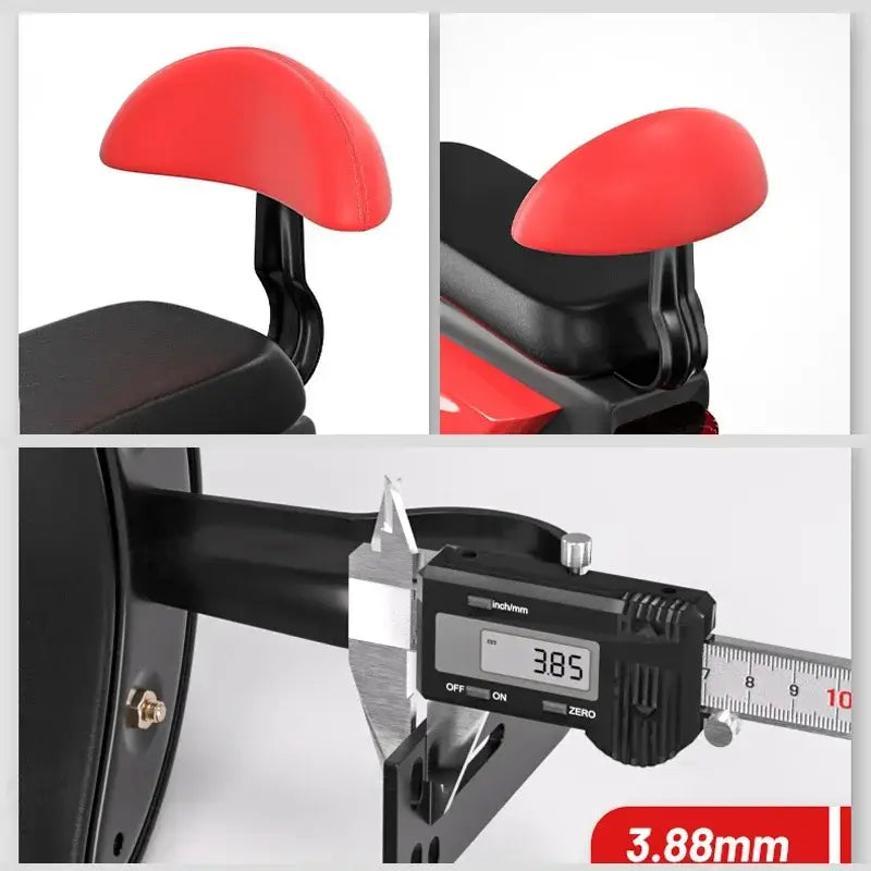 Durable Electric Bike Backrest Cushion close-up views with measurement for comfort and support.