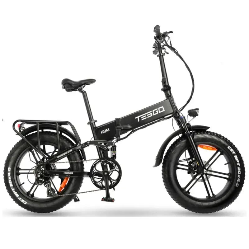 TESGO 1000W folding electric bike with fat tires, showcasing sleek design and durability for all terrains.
