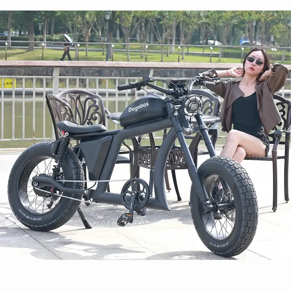 2024 Electric Bike with 750W motor and fat tires, designed for urban and off-road riding.