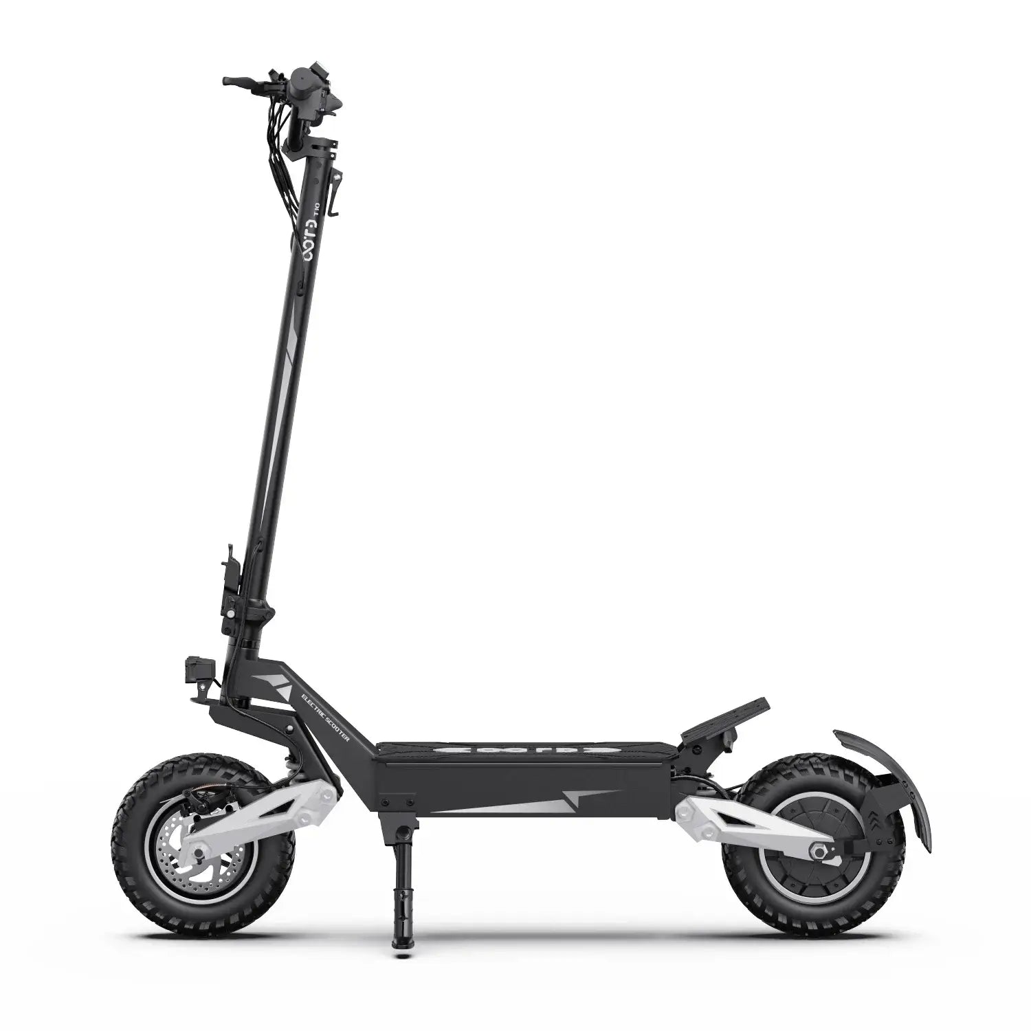 900W Foldable Off-Road Electric Scooter side view showcasing off-road tires and sturdy build.