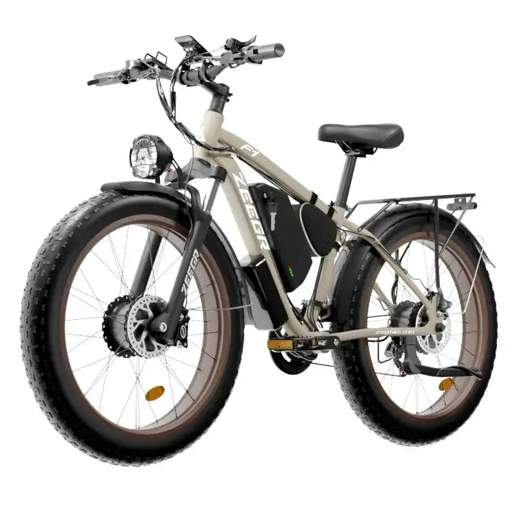 F1 Electric Bicycle with dual 1200W motors, 26-inch off-road tires, and hydraulic brakes for adult riders.