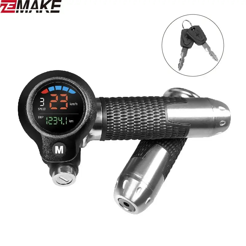 Ebike throttle monitor displaying speed and distance for 48V, 60V, 72V scooters, showcasing premium design and performance features.