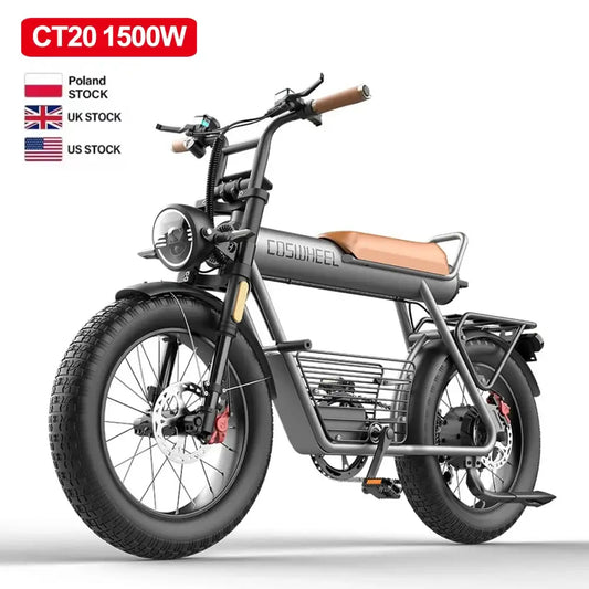 Coswheel Electric Bike CT20 1500W featuring fat tires and a sturdy design for mountain biking adventures.