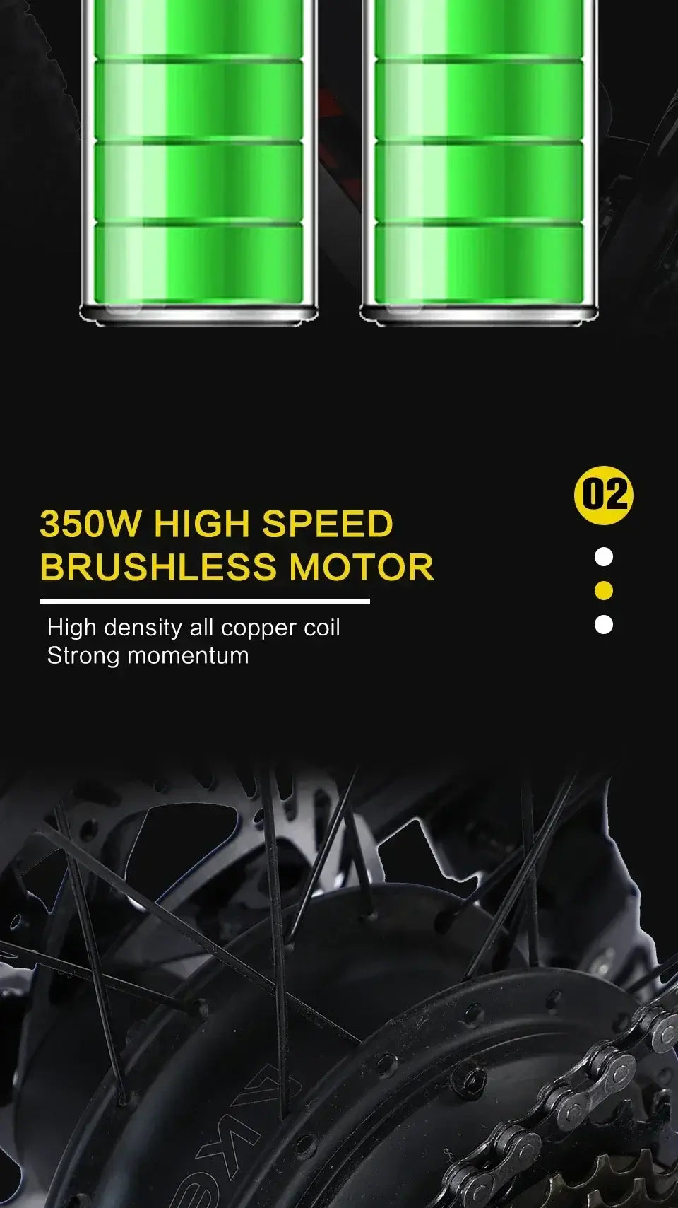 350W high-speed brushless motor and battery status for AKEZ Fat Tire Electric Mountain Bike