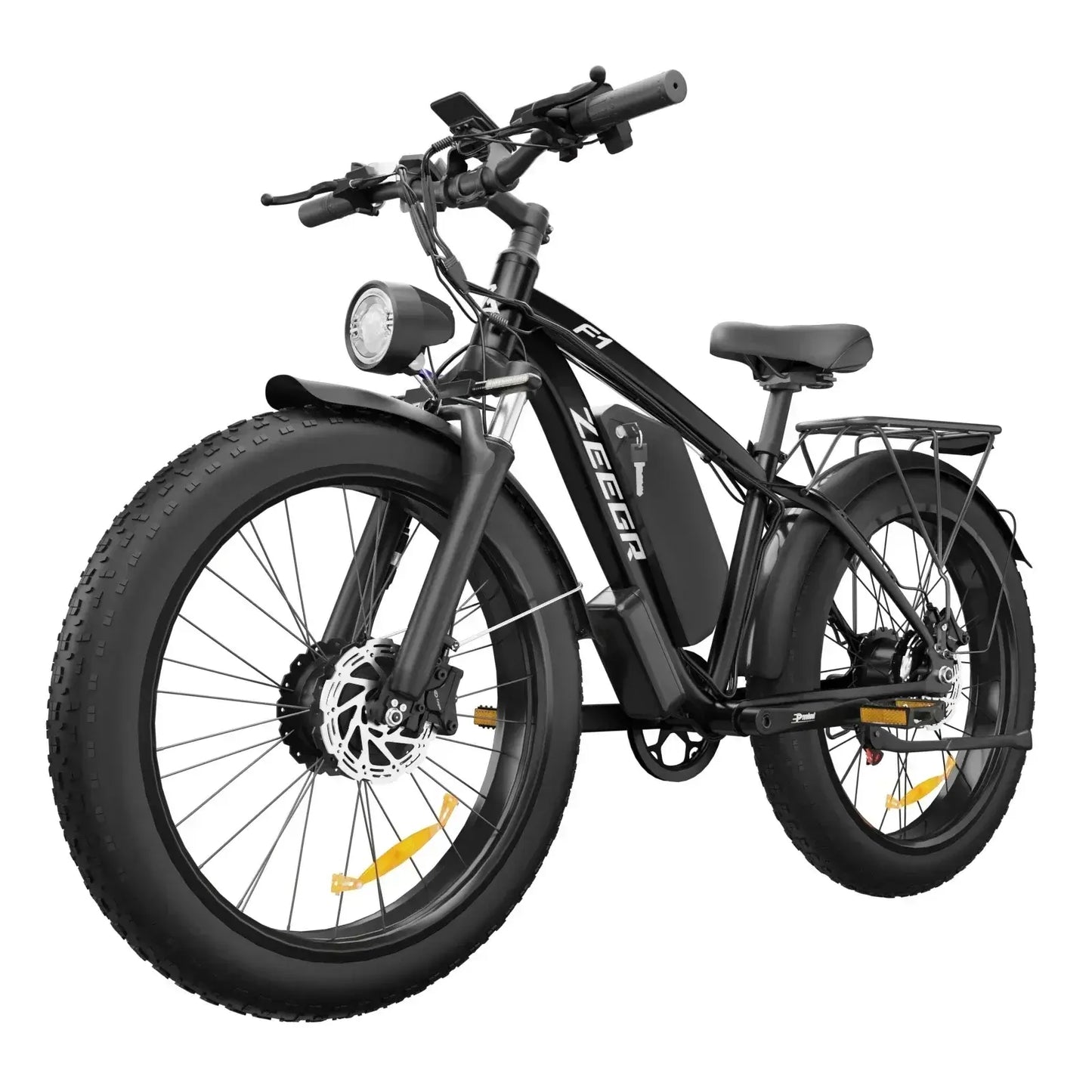 F1 Electric Bicycle with dual motors, 26-inch off-road tires, and hydraulic brakes, ideal for adult off-road adventures.