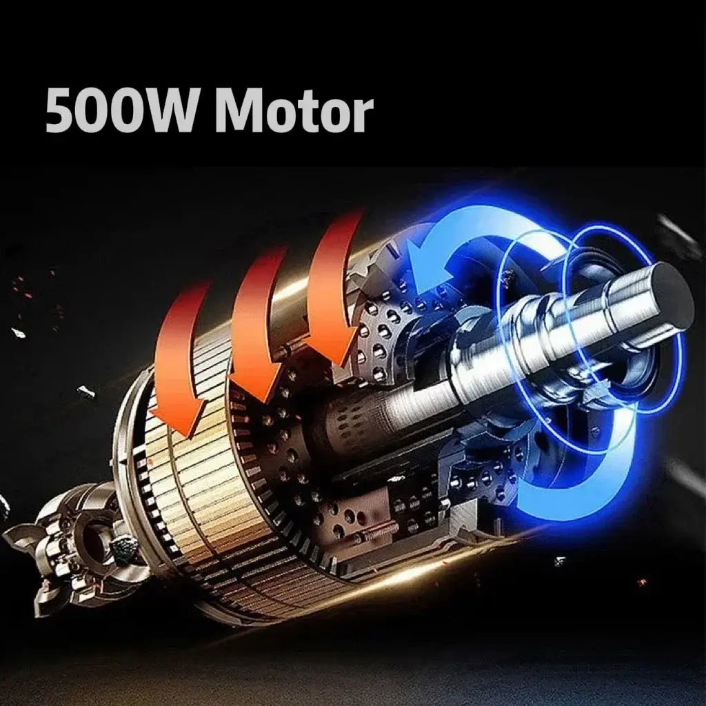 Close-up of a 500W electric motor showcasing power and efficiency for fat tire bicycles.