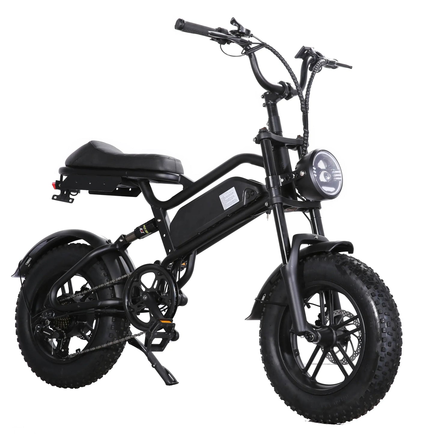 500W fat tire electric bicycle in black, ideal for off-road adventures and city commutes.