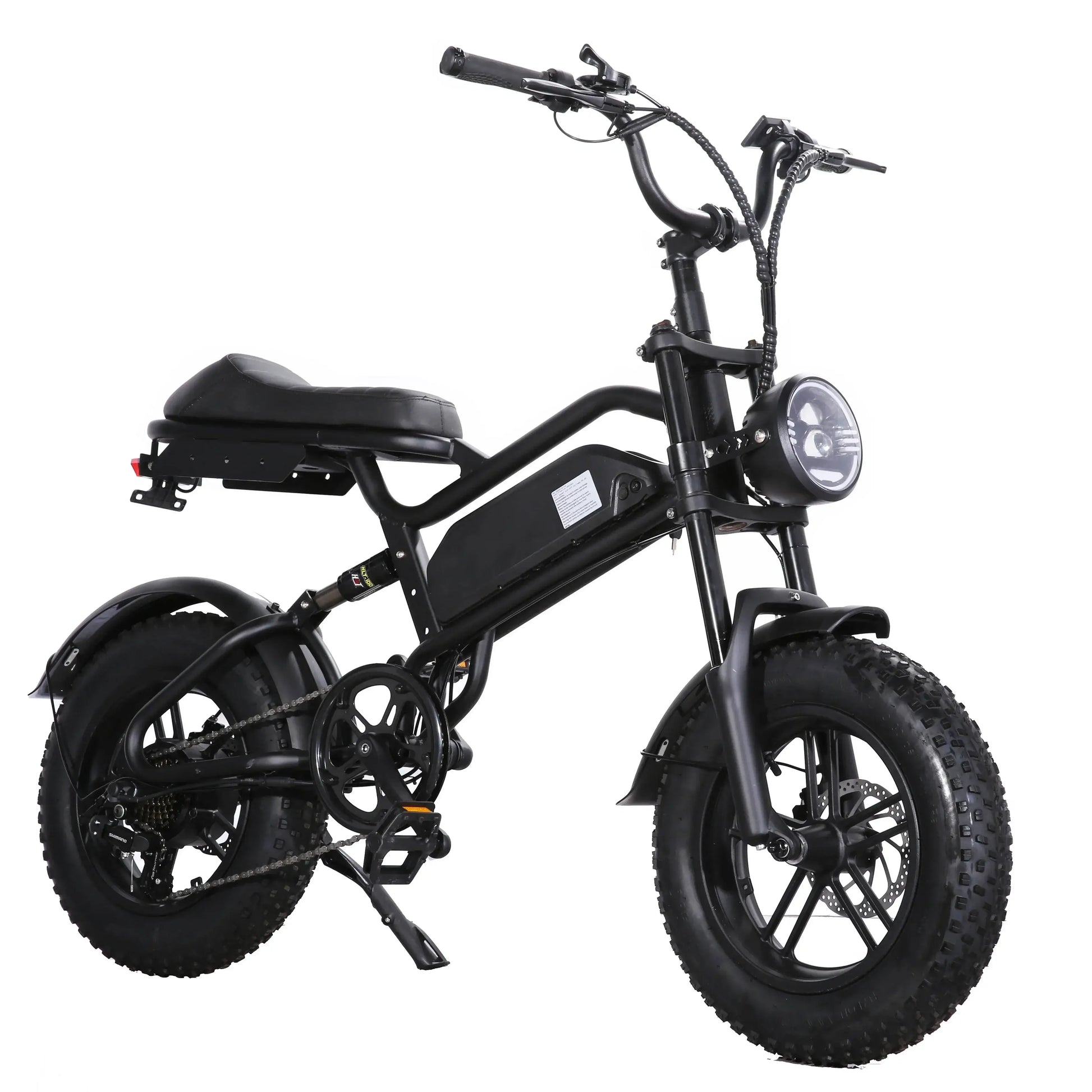 500W fat tire electric bicycle in black, ideal for off-road adventures and city commutes.